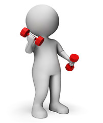 Image showing Dumbbells Weights Represents Getting Fit And Dumbell 3d Renderin