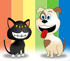 Image showing Happy Pets Represents Domestic Animal And Canines