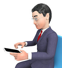 Image showing Character Businessman Indicates Entrepreneurial Mobile And Execu