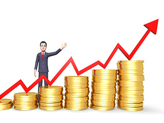 Image showing Coins Success Shows Business Person And Banking 3d Rendering