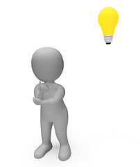 Image showing Thinking Lightbulb Shows Power Source And Character 3d Rendering