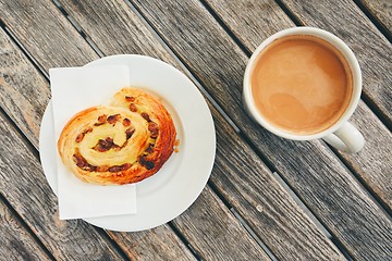Image showing Morning coffee with with sweet pastries