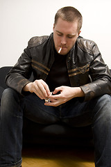 Image showing man smoking a cigarette