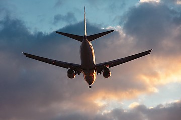 Image showing Airplane at the sunset