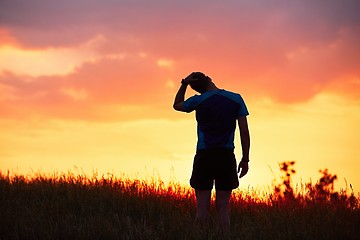 Image showing Runner at the sunset