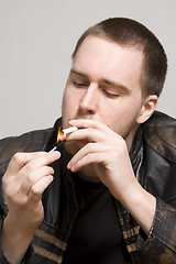 Image showing man smoking a cigarette