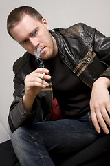 Image showing man smoking a cigarette