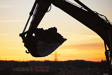 Image showing Building site at the sunset