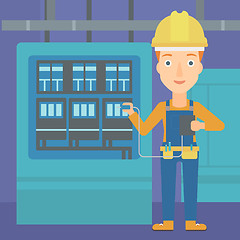 Image showing Electrician with electrical equipment.