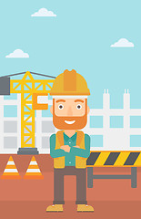 Image showing Friendly builder with arms crossed.