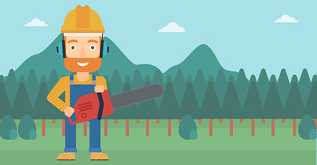 Image showing Lumberjack with chainsaw.