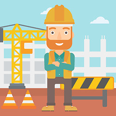 Image showing Friendly builder with arms crossed.