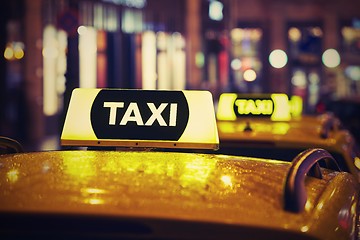 Image showing Taxi car at night