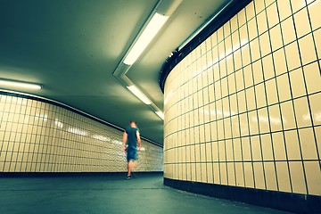 Image showing Alone in underground passage