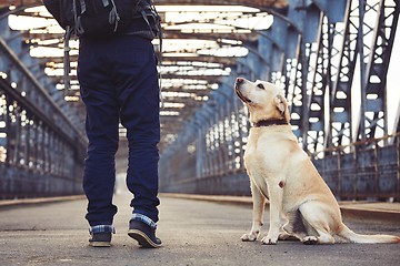 Image showing Man with his dog