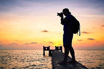 Image showing Photographer at the sunset