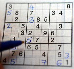 Image showing Playing Sudoku