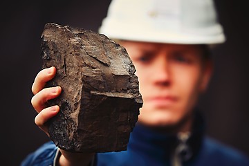 Image showing Worker in coal mine