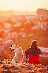 Image showing Photographer at the sunrise