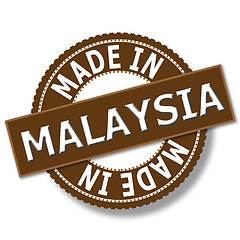 Image showing Made in Malaysia brown round vintage stamp