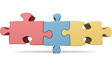 Image showing Blue red yellow jigsaw puzzle