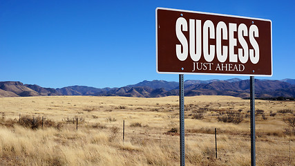 Image showing Success Just Ahead brown road sign