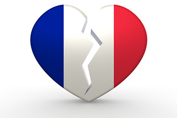 Image showing Broken white heart shape with France flag