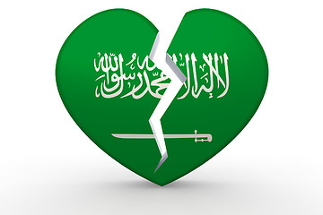 Image showing Broken white heart shape with Saudi Arabia flag