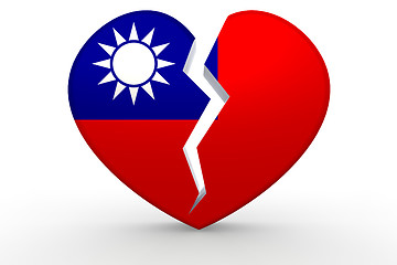 Image showing Broken white heart shape with Republic of China flag