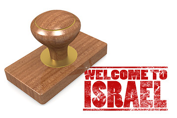 Image showing Red rubber stamp with welcome to Israel