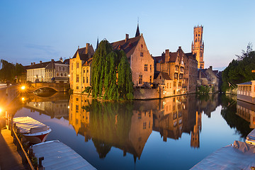 Image showing Rozenhoedkaai and Dijver river canal in Bruges, Belgium