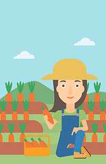 Image showing Farmer collecting carrots.