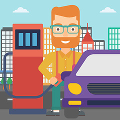 Image showing Man filling up fuel into car.