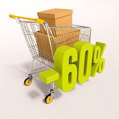 Image showing Shopping cart and 60 percent