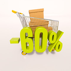 Image showing Shopping cart and 60 percent