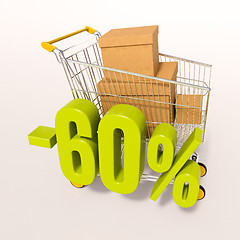 Image showing Shopping cart and 60 percent