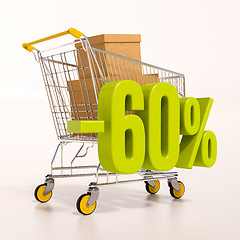 Image showing Shopping cart and 60 percent