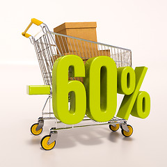 Image showing Shopping cart and 60 percent