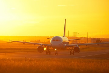 Image showing Airport at the sunset