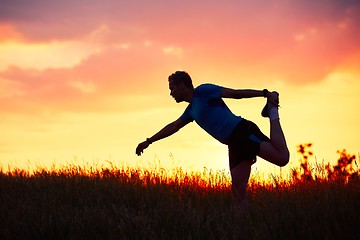 Image showing Runner at the sunset