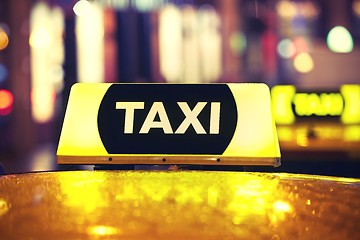 Image showing Taxi car at night