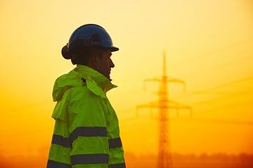 Image showing Worker at the sunset
