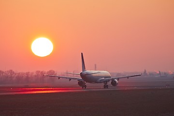 Image showing Airport at the sunset