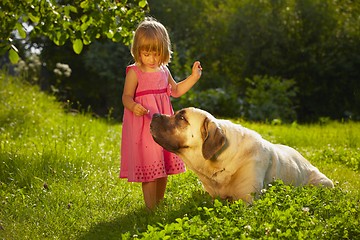 Image showing Girl with dog