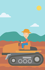 Image showing Farmer driving tractor.