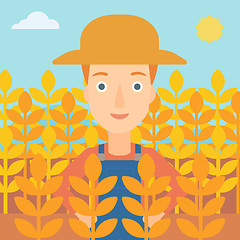 Image showing Man in wheat field.