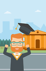 Image showing Graduate throwing up his hat.