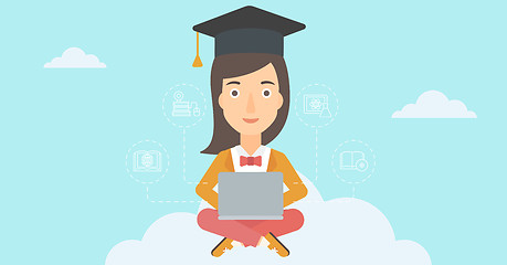 Image showing Graduate sitting on cloud.