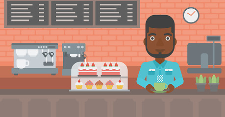 Image showing Man making coffee.