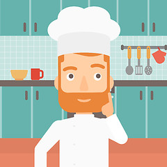 Image showing Chef pointing forefinger up.